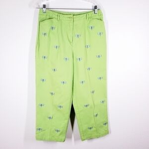 APPLESEED'S EMBROIDERED DRAGONFLY CAPRI